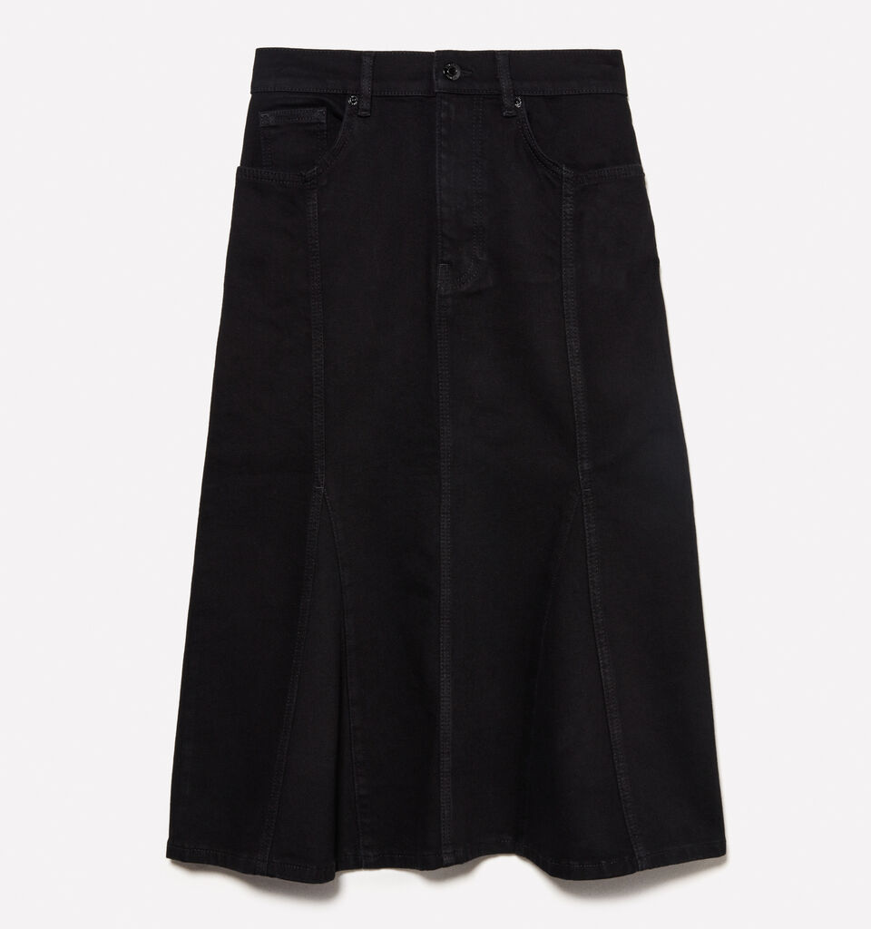 Gonna di jeans svasata nera - gonne midi, longuette donna - Nero | Sisley image number 6